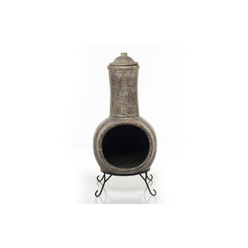 Img Earthenware 2 pc Jumbo Plain Chiminea w/ lid  + stand